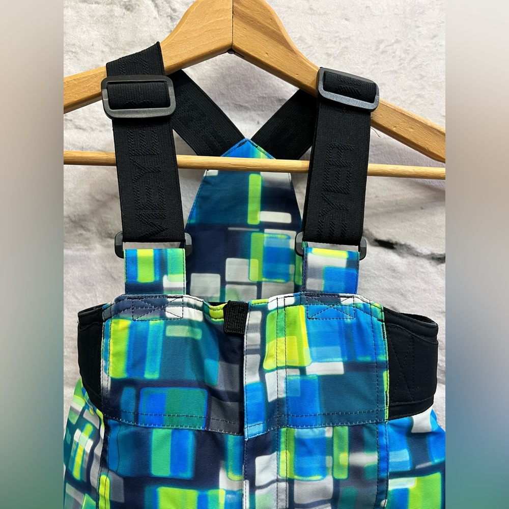 Obermeyer Colorful Patchwork Neon Green Blue Overall Snowsuit Suspenders Snow - Picture 6 of 7